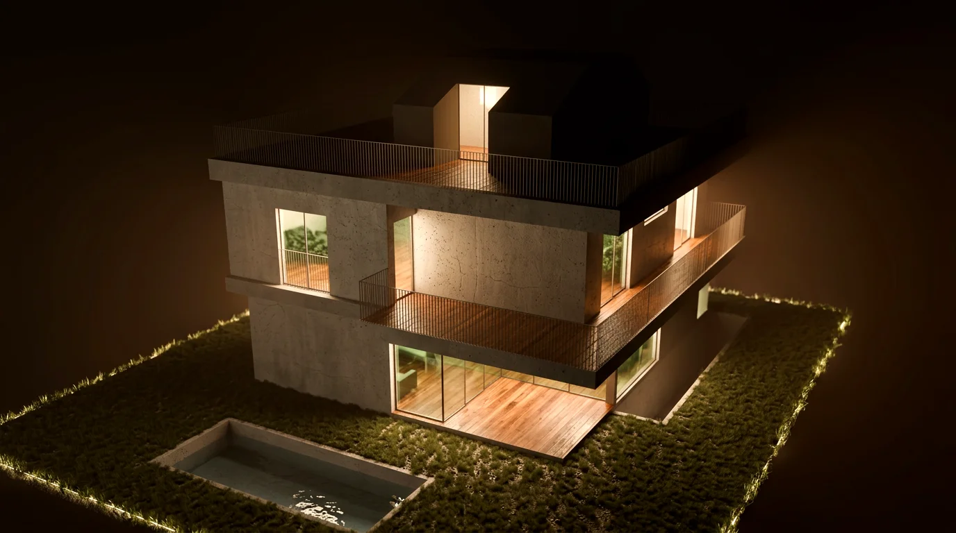 Final rendered architectural visualization scene